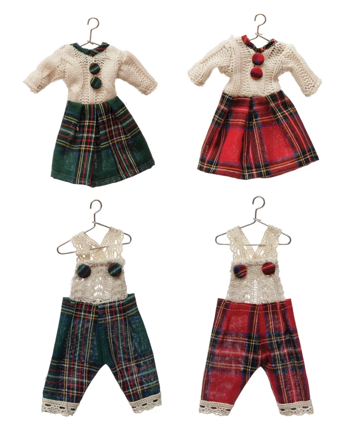 Plaid Outfit on Hanger Ornament