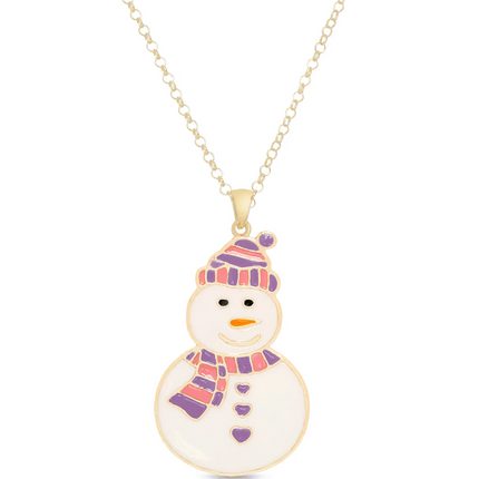 Snowman pendant necklace — children's jewelry, Christmas and winter gift
