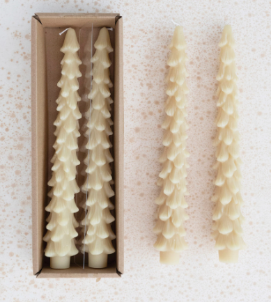 10" unscented Tree Shaped Taper Candles in Box
