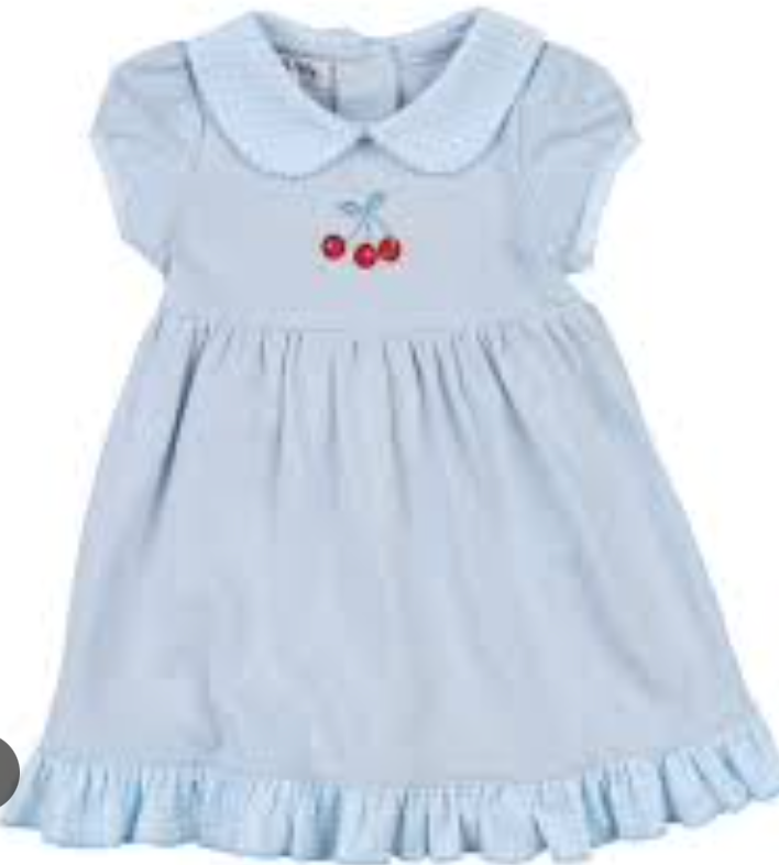 Sweet Cherry Appliqué Collared Sleeveless Toddler Dress