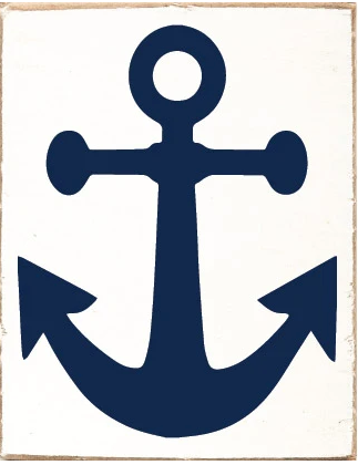 Rustic block navy anchor design — personalized coastal nautical home decor