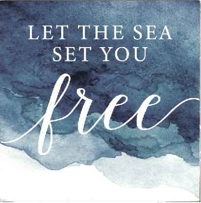 Rustic Square Block- Let The Sea Set You Free