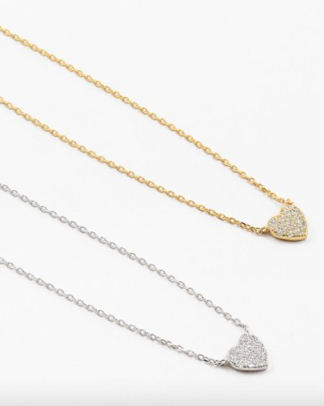 Sterling silver heart necklace — classic jewelry, Valentine's Day and birthday gift
