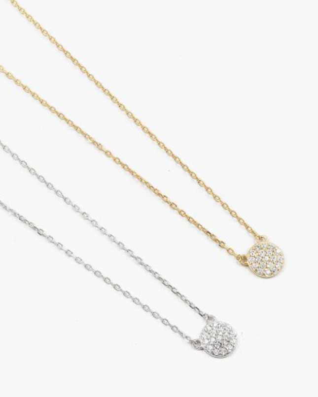 Dainty clear disk necklace — delicate jewelry, birthday and everyday gift for her