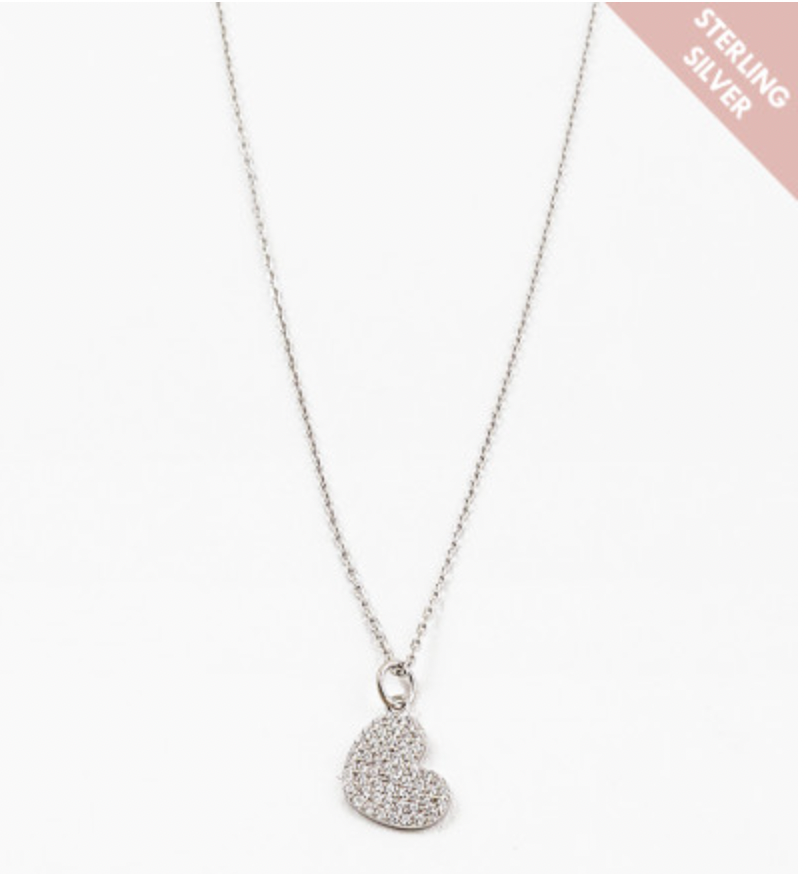 Sterling Silver Dangling Heart Necklace
