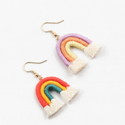 Threaded rainbow earrings — fun colorful jewelry, birthday and everyday gift