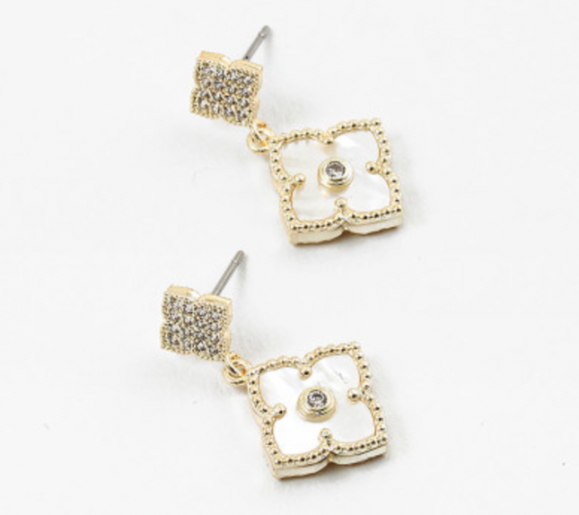 Mother of Pearl clover earrings — St. Patrick's Day and everyday jewelry gift