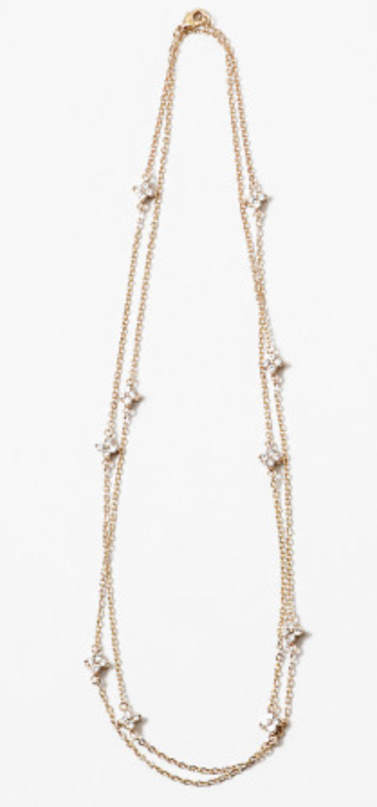 Two strand layered clear stone necklace — elegant layering necklace, gift for her