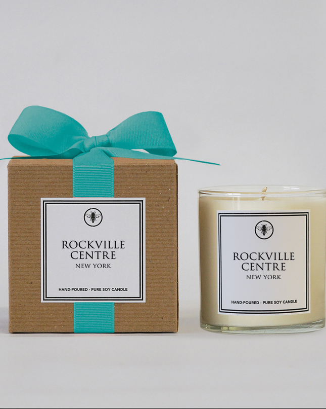 Rockville Centre New York grapefruit citrus and evergreen scented candle — local gift