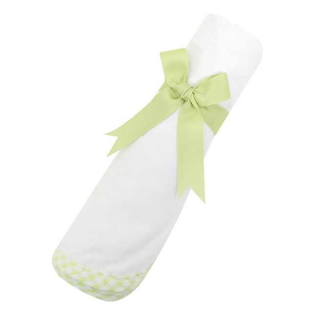 Green check swaddle blanket — soft gender neutral baby shower gift