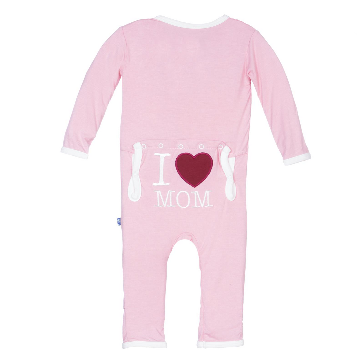 Holiday Applique Coverall - I  Love Mom - Lotus