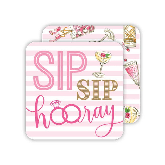 Sip Sip Hooray paper coaster — fun celebration and bachelorette gift