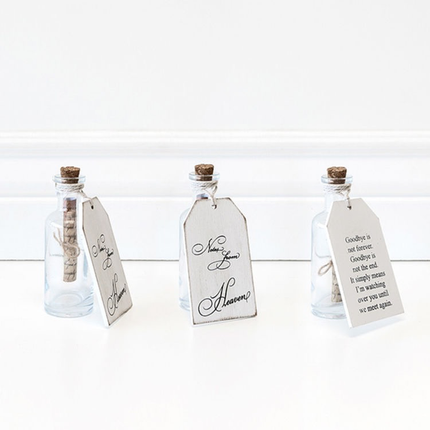 Notes from Heaven wooden tag with bottle — sympathy and memorial gift