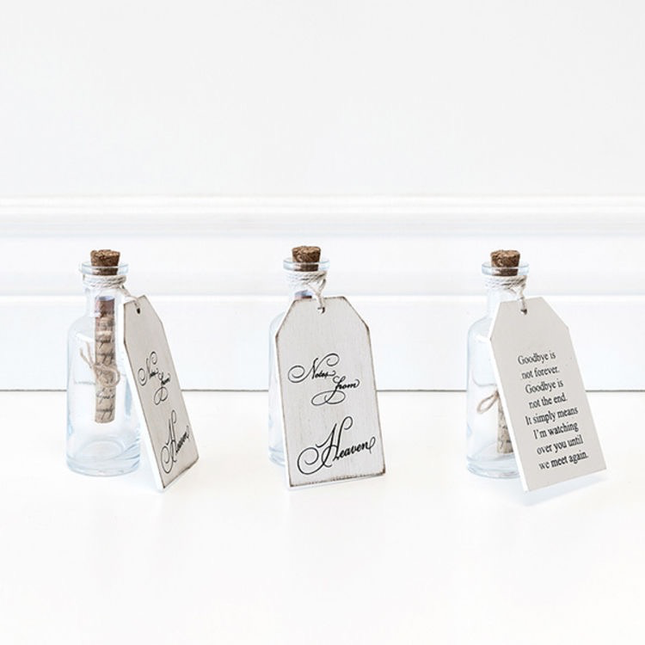 Notes from Heaven wooden tag with bottle — sympathy and memorial gift