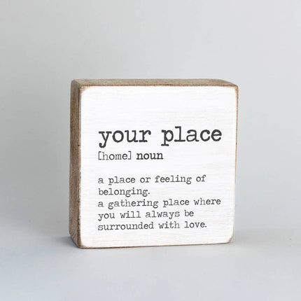 Personalized Rockville Centre rustic square block definition — local RVC gift, custom vinyl included