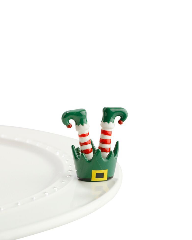 Nora Fleming Elf Feet Mini — Christmas decorative attachment for Nora Fleming serveware