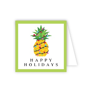 Happy Holidays Pineapple enclosure card — tropical Christmas gift enclosure