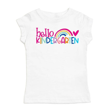 Hello Kindergarten short sleeve shirt — back to school kids tee, first day gift