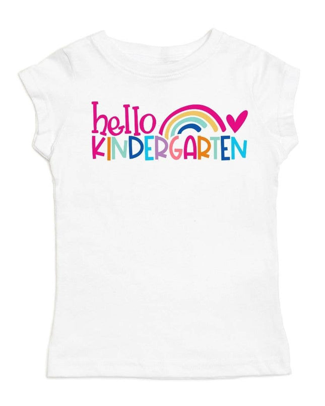Hello Kindergarten short sleeve shirt — back to school kids tee, first day gift