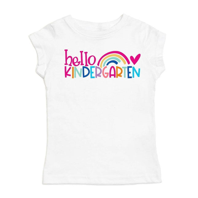 Hello Kindergarten short sleeve shirt — back to school kids tee, first day gift