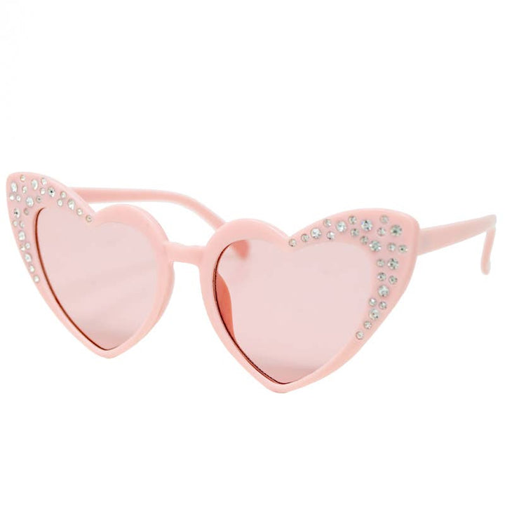 Crystal Heart Sunglasses: Pink