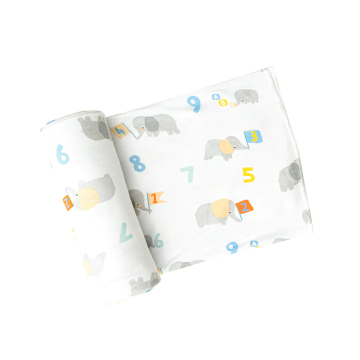 Elephant With Numbers Swaddle  Blanket