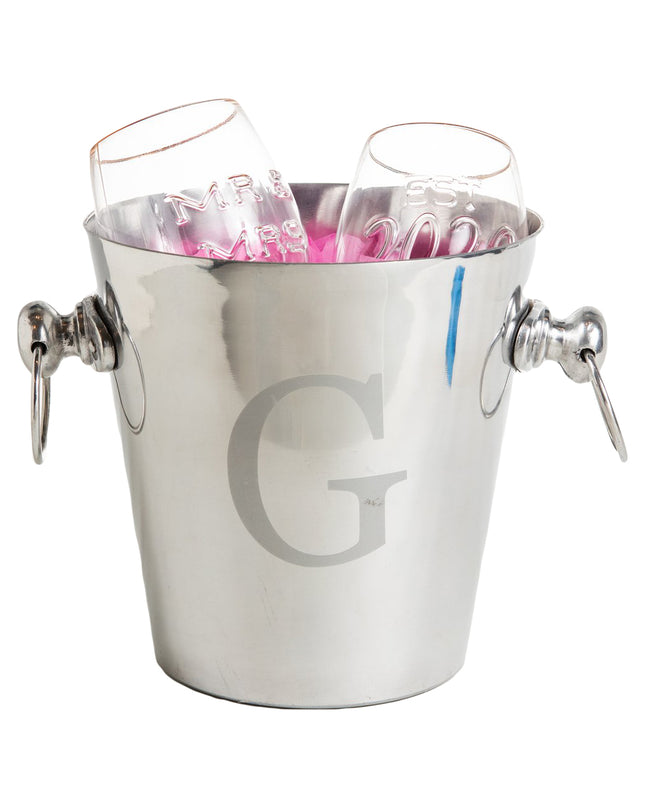 Personalized champagne bucket with glasses — complete gift set for wedding or anniversary