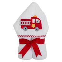 Firetruck hooded towel — personalized with embroidered name, baby and toddler gift