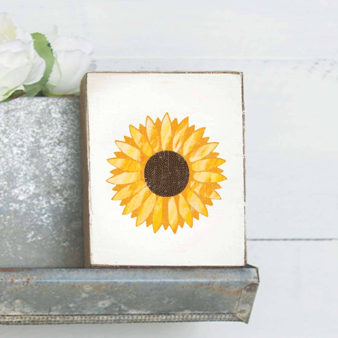 Sunflower Decorative Wooden Block