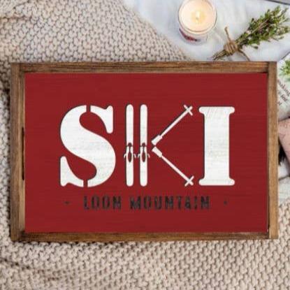 Rustic Marlin Ski Wooden Serving Tray