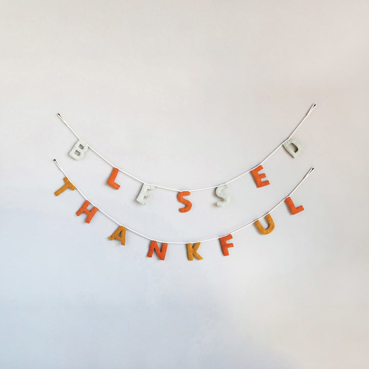 Wool Felt Banner "Thankful/Blessed"