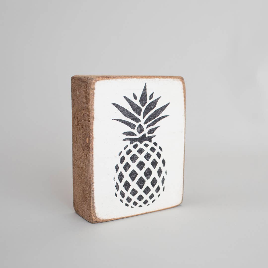 Black Pineapple Decorative Wooden Block