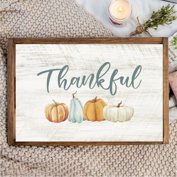 Thankful Wooden Serving Tray