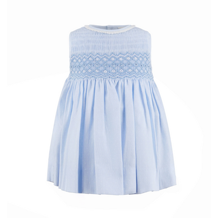 Polka dots dress blue — shown on baby girl