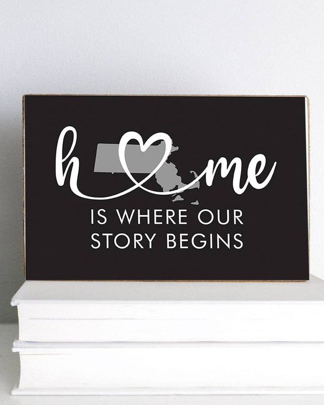 Home is Where Our Story Begins Decorative Wooden Block-New York