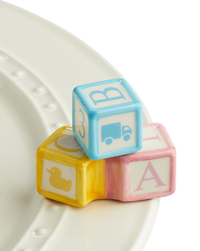 Nora Fleming Baby Blocks Mini — baby shower decorative attachment for Nora Fleming serveware