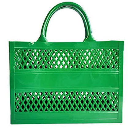Sea Breeze jelly tote in green — fun summer beach tote, gift for her