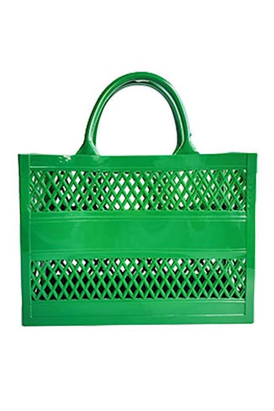Sea Breeze jelly tote in green — fun summer beach tote, gift for her