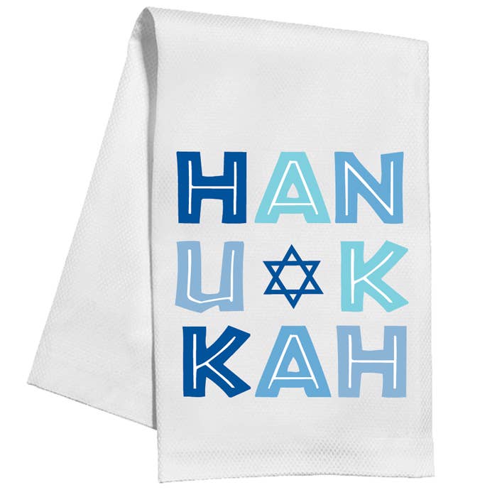 Hanukkah Let Your Light Shine Bright with Star of David Kitchen Towel