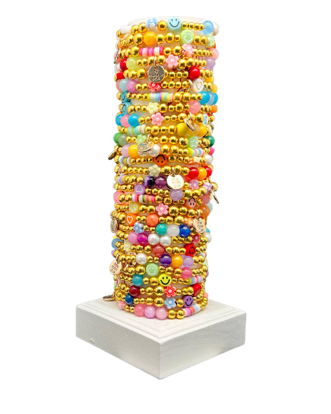 Mix media kids bracelet tower gold — fun children's jewelry set, birthday and holiday gift