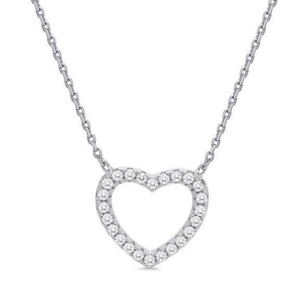 Open heart CZ necklace in sterling silver — children's jewelry, Valentine's Day and birthday gift