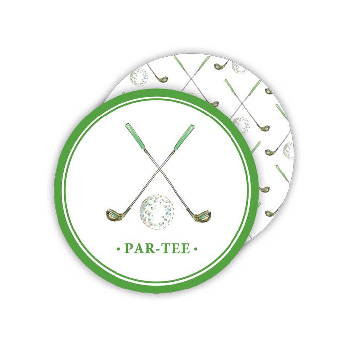 Golf Club And Ball Par-Tee Round Coaster