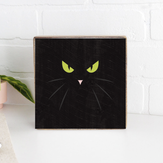 Black Cat Decorative Wooden Block