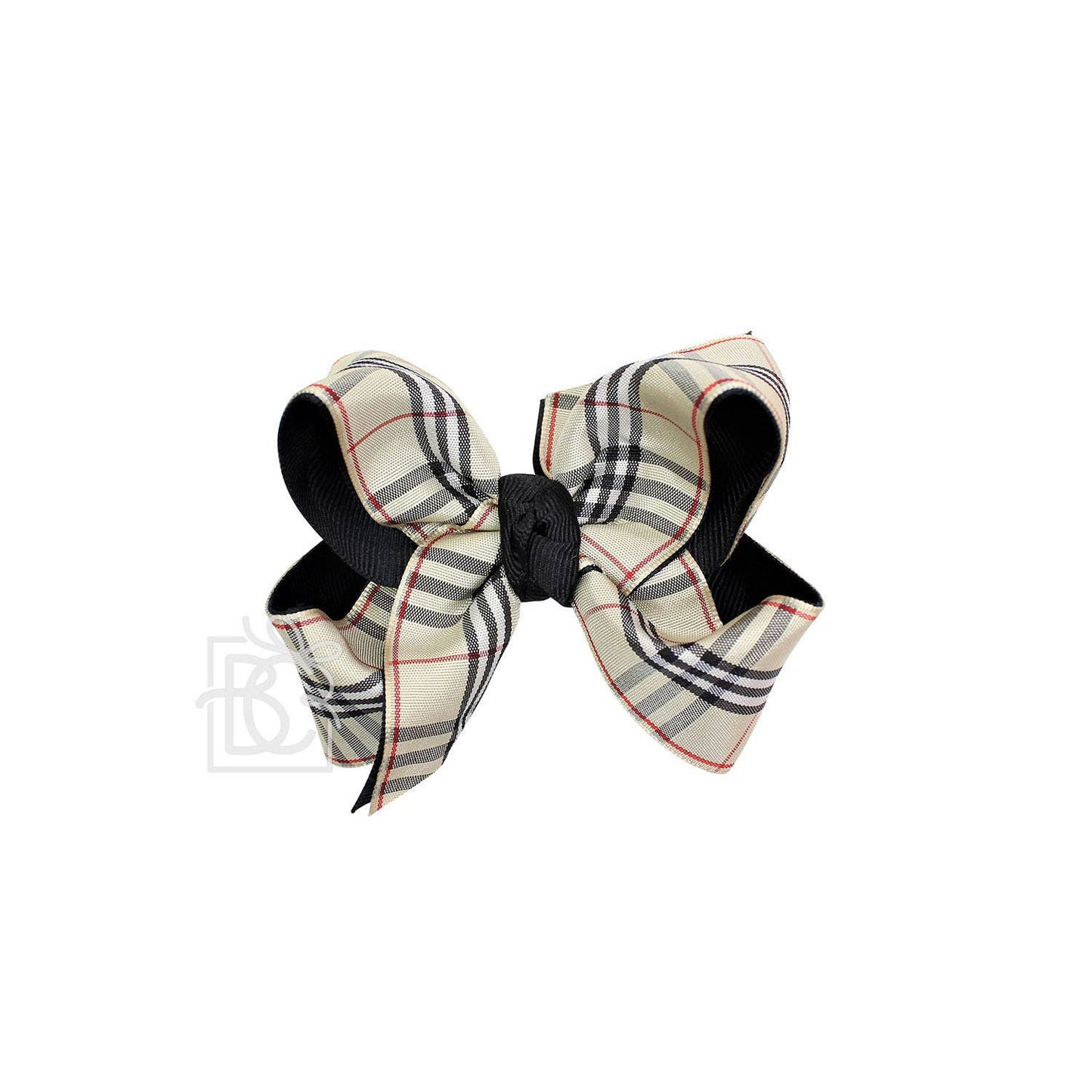 Layered Black/Tan Plaid Bow