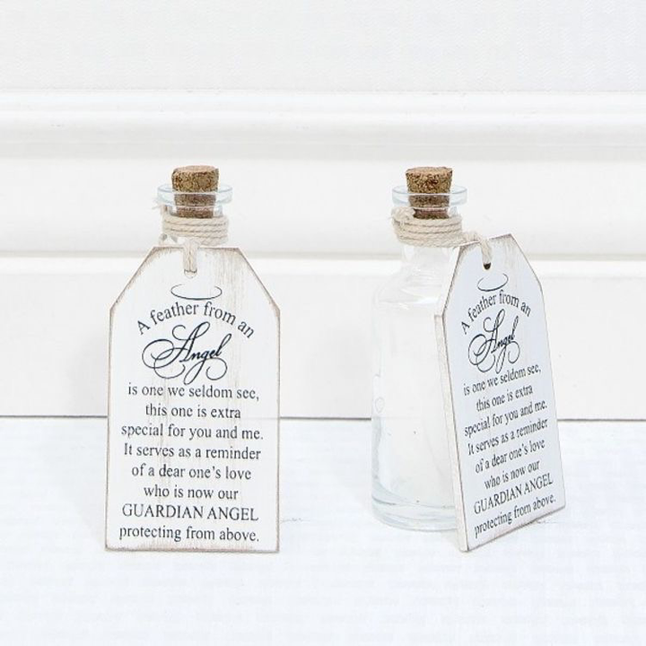 A Feather From An Angel-Wooden Tag with Bottle