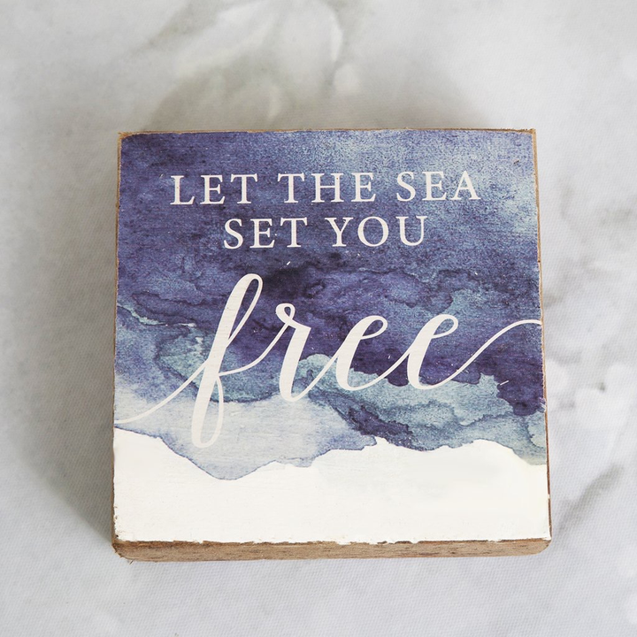 Rustic Square Block- Let The Sea Set You Free