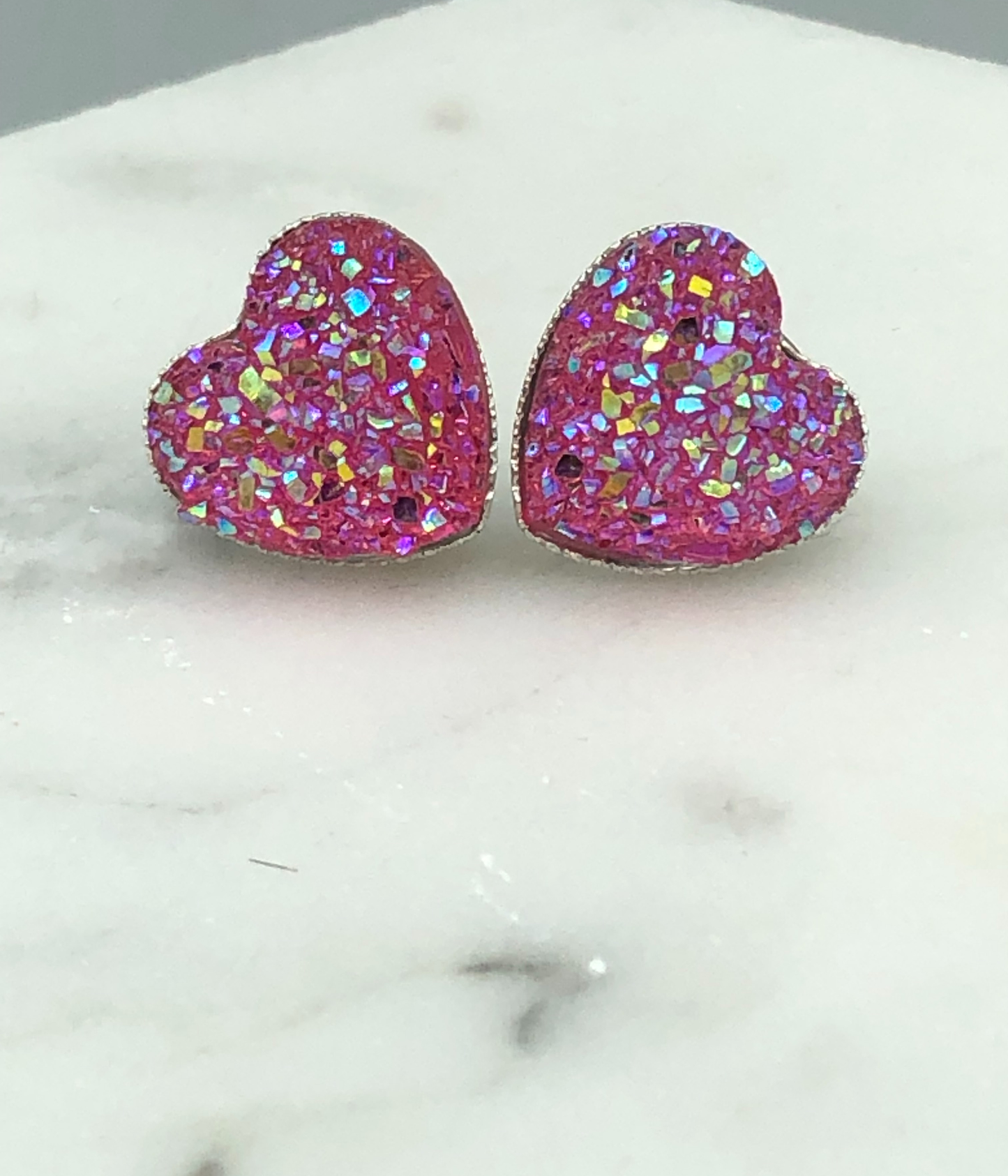 XOXO Heart Valentine Earrings Hot Pink