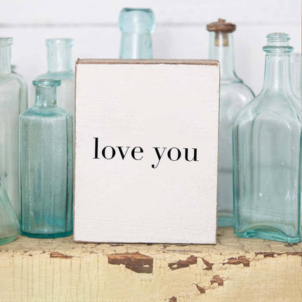 Love You decorative wooden block — sweet Valentine's and everyday home decor