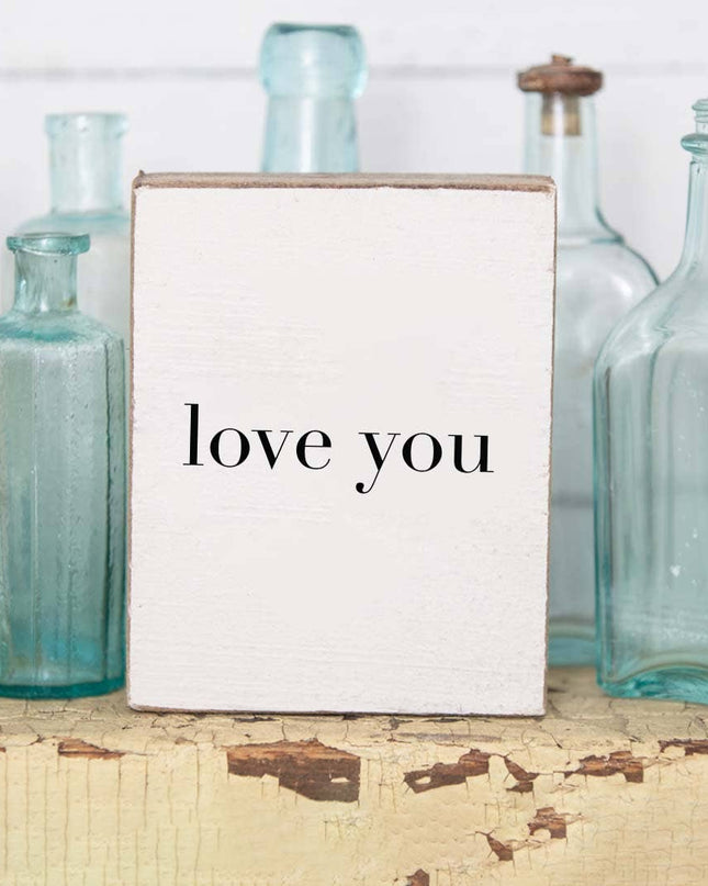 Love You decorative wooden block — sweet Valentine's and everyday home decor