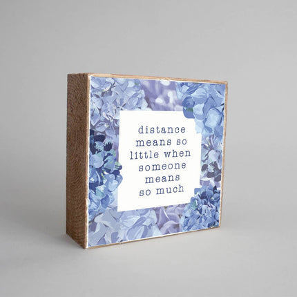 Distance hydrangea decorative wooden block — floral home decor, long distance gift